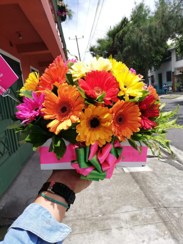 Santa-tecla-floristeria-caja-con-gerberas-flores